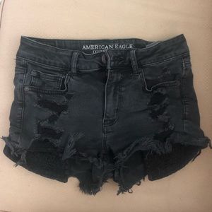 Black American Eagle Cutoff Shorts